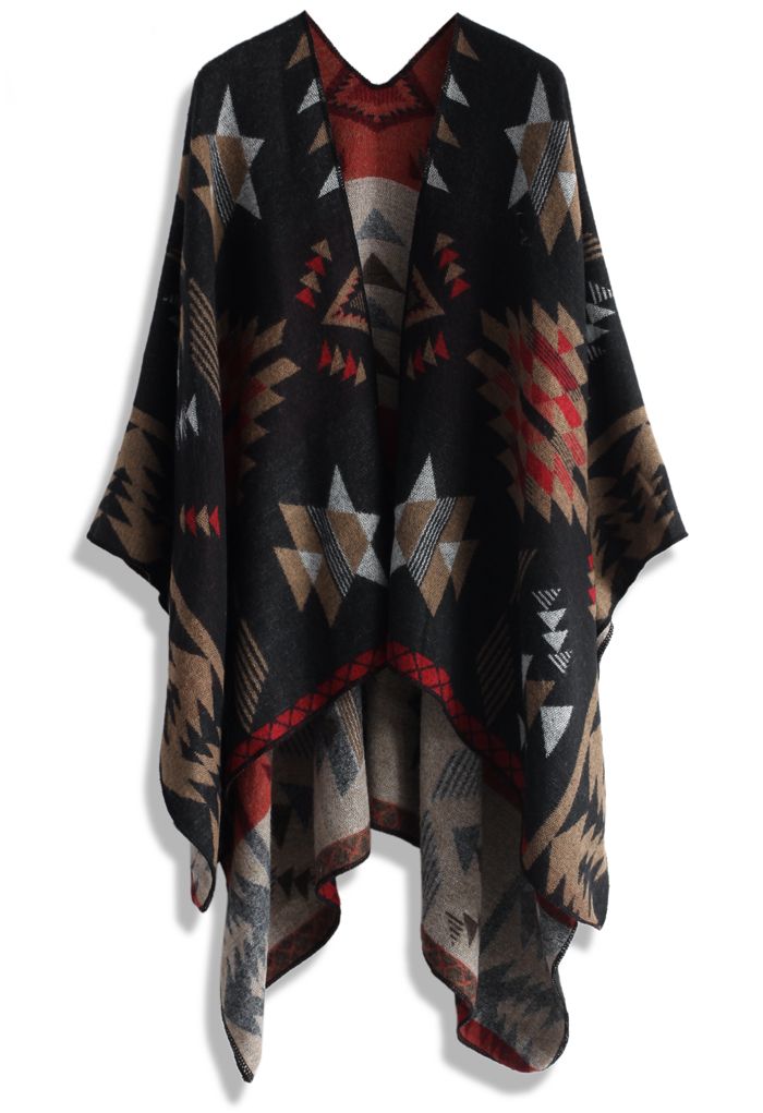 Chic Aztec Blanket Cape