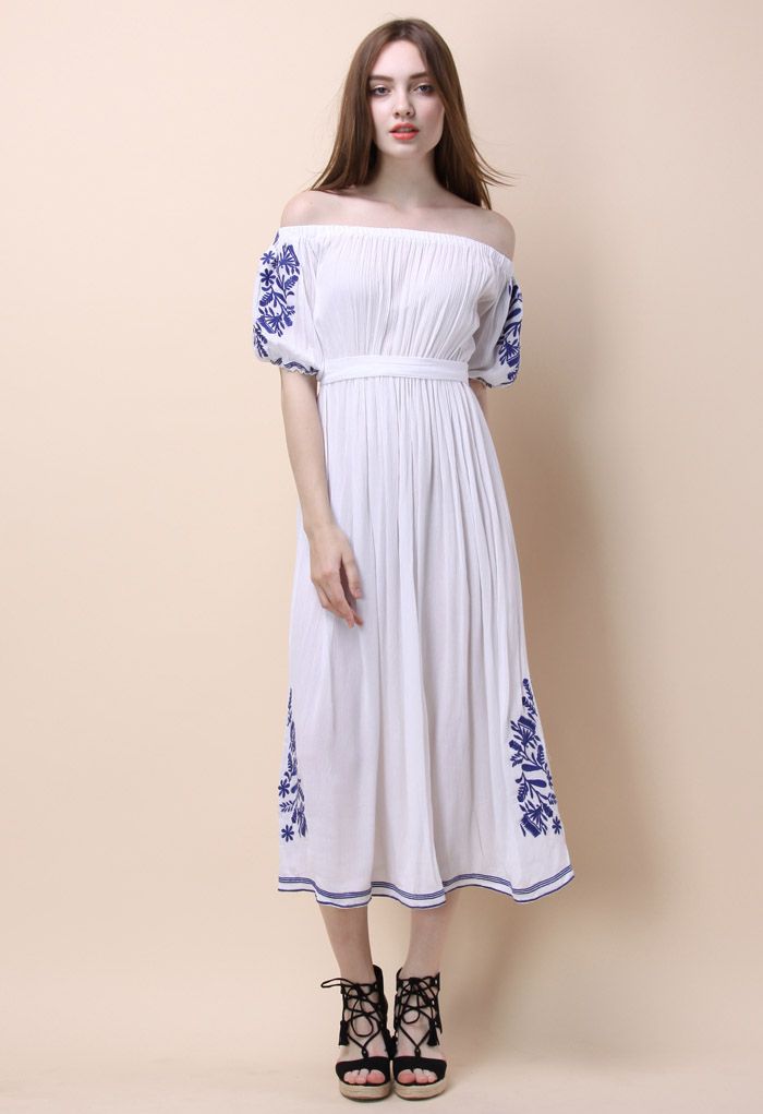 Boho Nymph Off-shoulder Maxi Dress in White