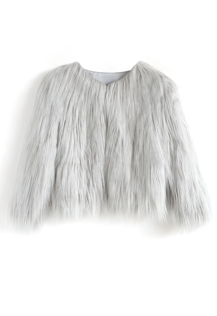 My Chic Faux Fur Coat in Grey For Kids