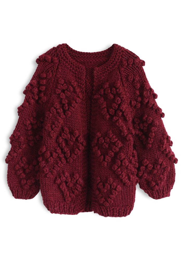 Knit Your Love Cardigan in Wine For Kids