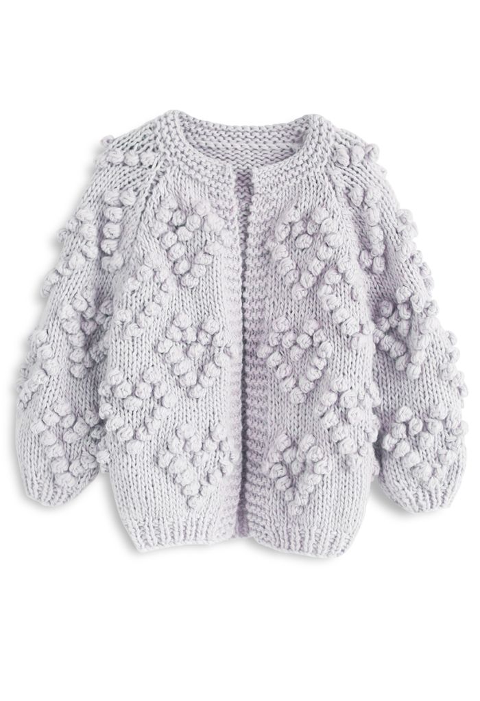 Knit Your Love Cardigan in Lavender For Kids