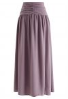 Ruched Waist Slit Maxi Skirt in Lilac