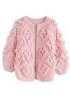 Knit Your Love Cardigan in Pink For Kids