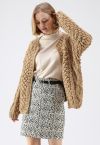 Wintry Morning Cable Knit Cardigan in Caramel