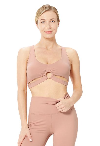 O-Ring Cross Back Low-Impact Sports Bra in Pink