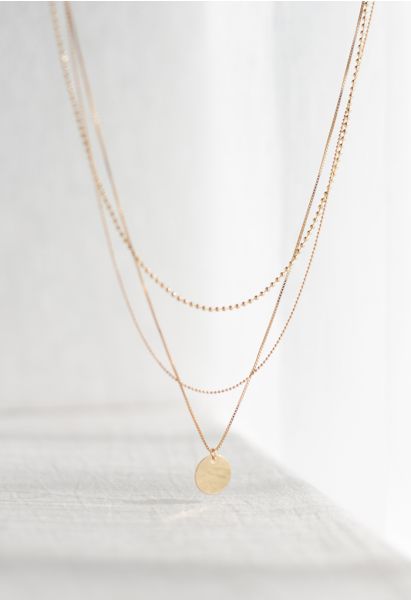 Triple-Layered Golden Coin Necklace