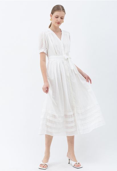 Effortless Grace Button Down White Maxi Dress