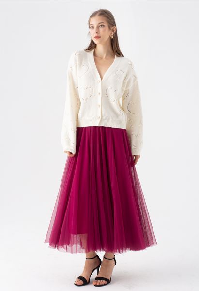 My Secret Garden Tulle Maxi Skirt in Magenta