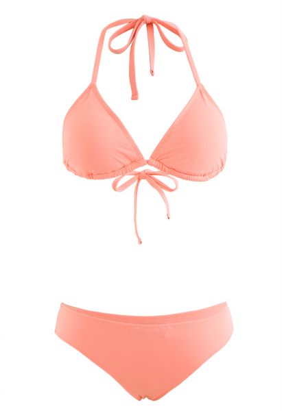 Light Pink Halter Neck High Waist Bikini Set