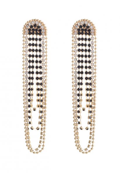 Gold Bead Diamond String Earrings