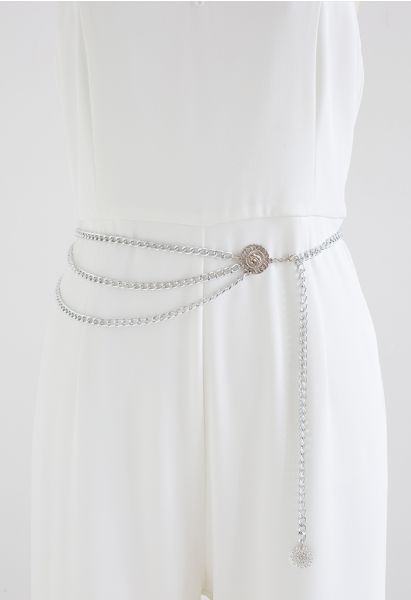 Silver Coin Multilayer Chain Belt
