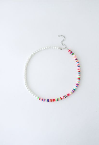 Mix Color Bead Spliced Pearly Necklace