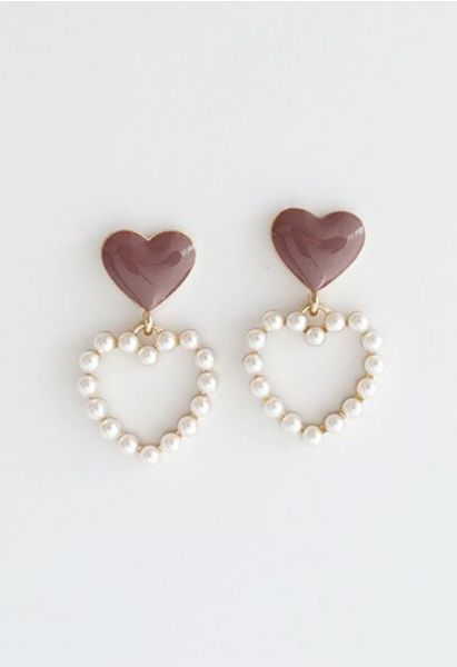 Double Hearts Drop Earrings