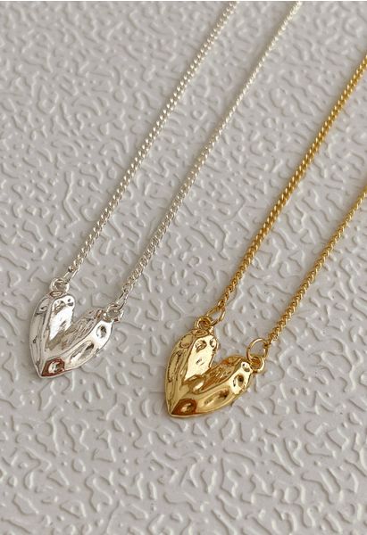 Reflective Metal Heart Simple Necklace