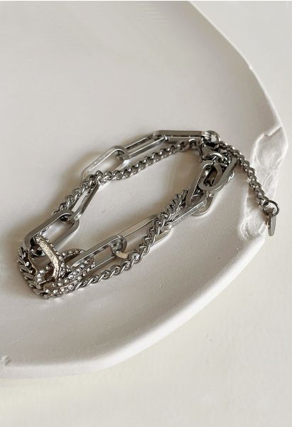 Zircon Embellished Stainless Steel Bracelet