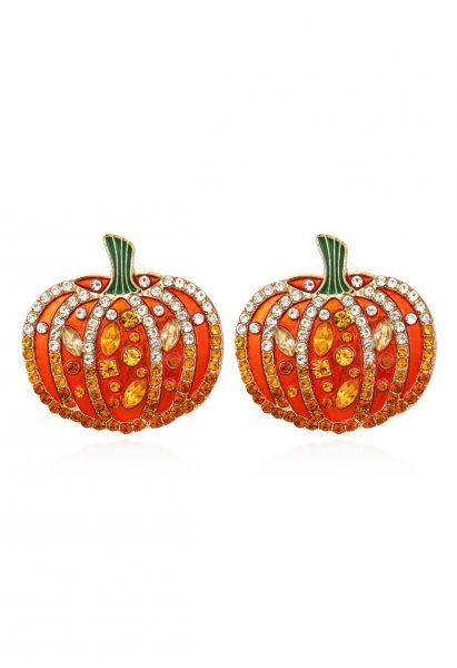 Diamond Decor 3D Shiny Pumpkin Earrings