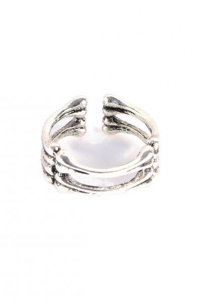 Connected Bones Silver Open Ring