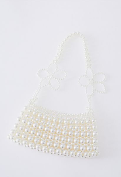 Full Pearl Floral Chain Braided Mini Bag