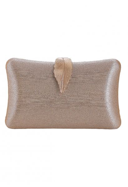 Solid Textured Leaf Clutch in Champagne
