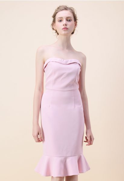 Simple Sophistication Strapless Body-con Dress in Pink