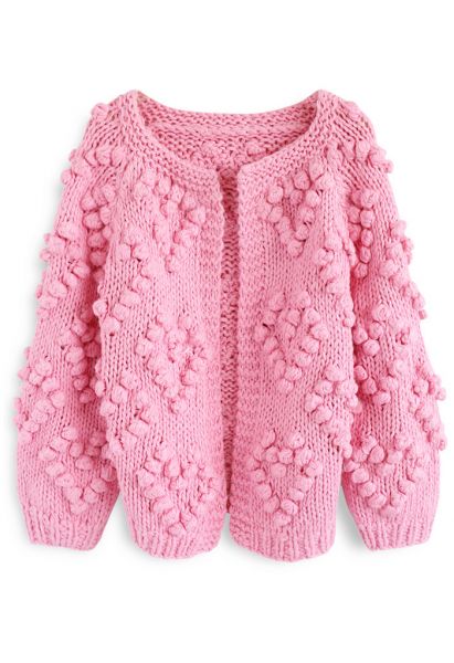 Knit Your Love Cardigan in Hot Pink