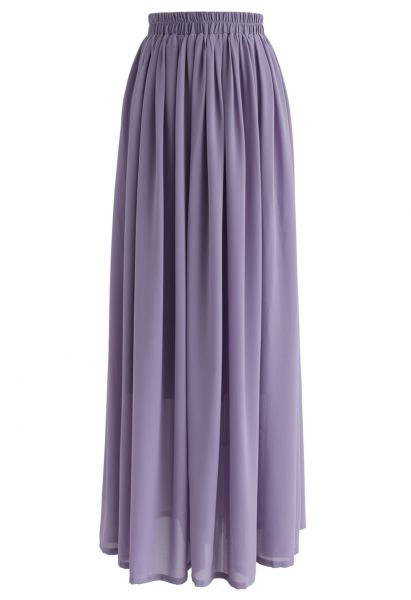 Purple Pleated Maxi Skirt