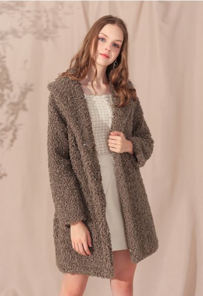 Feeling of Warmth Faux Fur Longline Coat in Brown