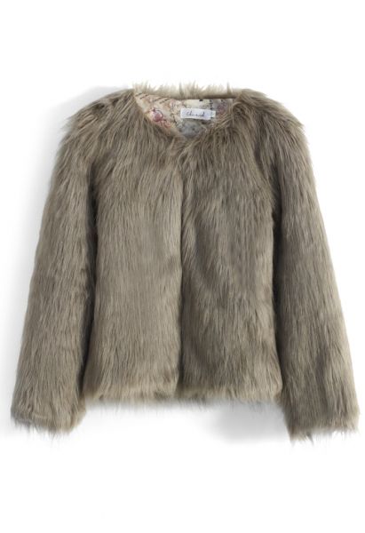 My Chic Faux Fur Coat in Brown