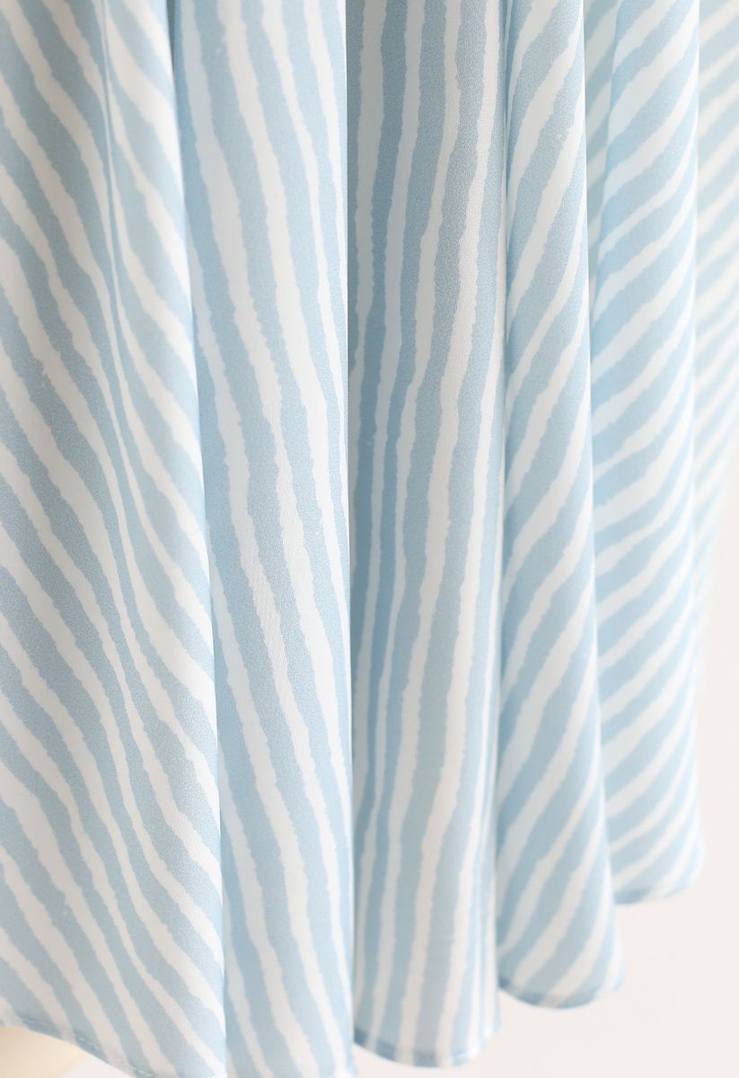 Blue Stripes Bow-Neck Sleeveless Top