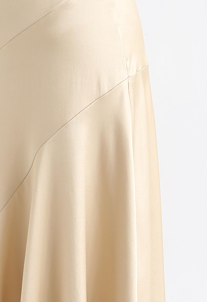 Frill Hem Midi Skirt in Gold