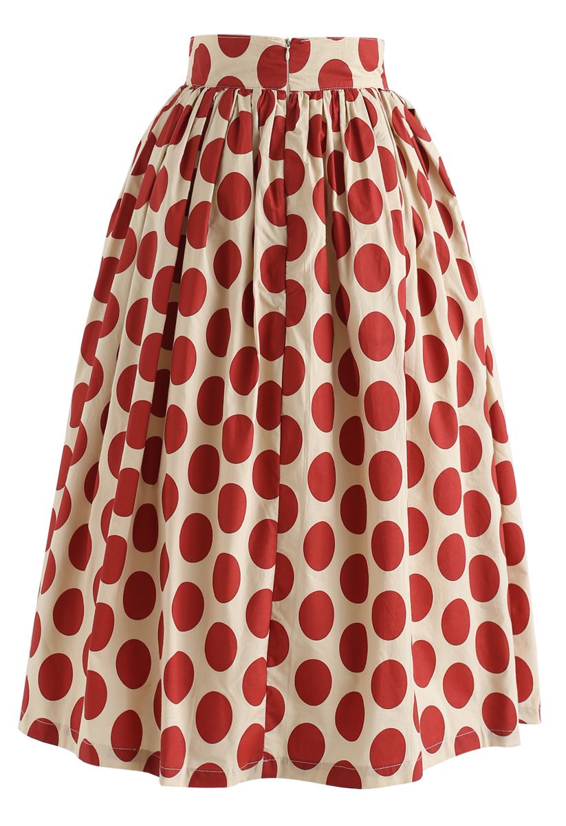 Vintage Red Polka Dot Midi Skirt 