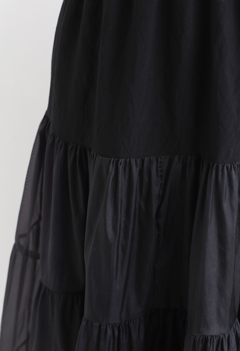 Lightweight Organza Midi Skirt in Black