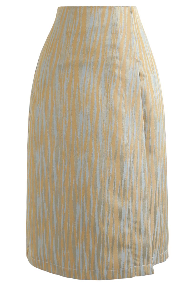 Abstract Color Blending Midi Skirt in Sand