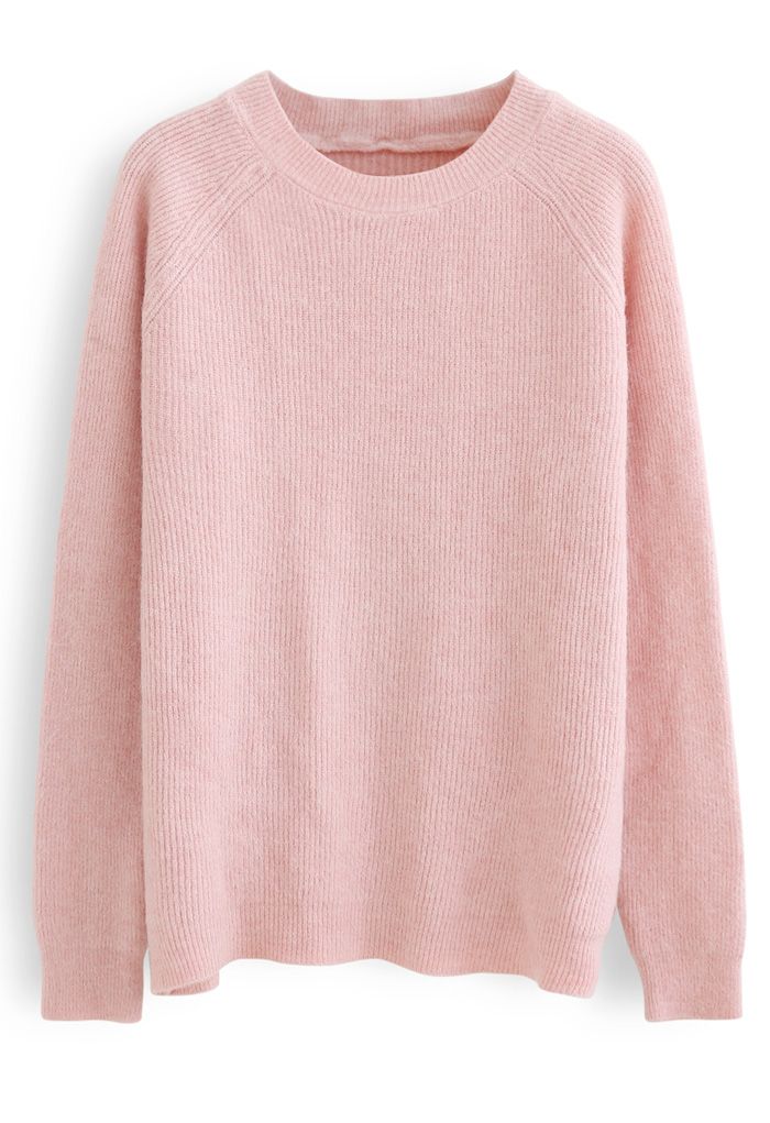 Basic Soft Touch Oversized Knit Sweater in Pink