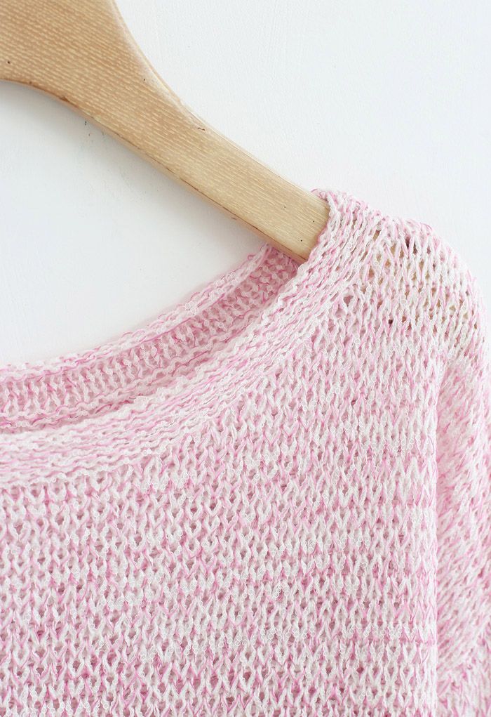 Variegated Open Knit Sweater in Pink