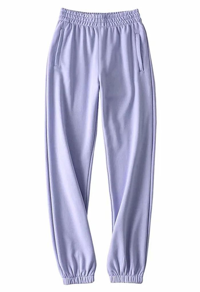 Zippered Side Pocket Joggers in Lavender