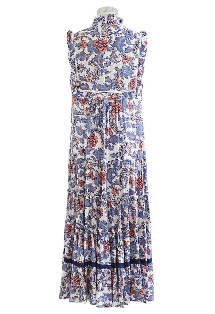 Rose and Tulip Paisley Sleeveless Maxi Dress