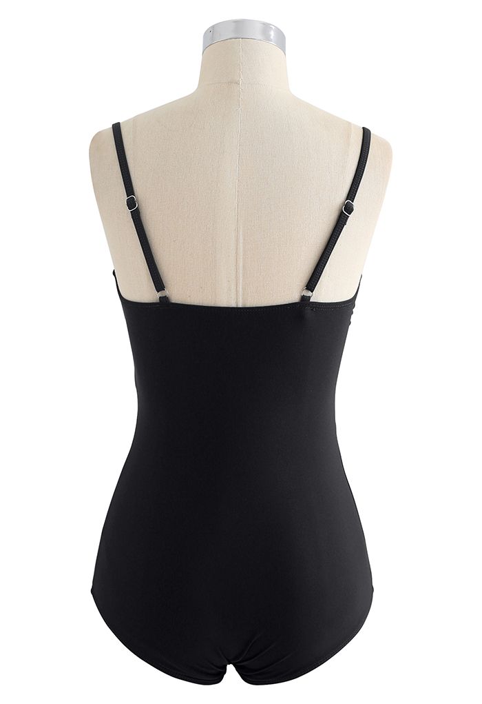 Cross Front Cami Swimsuit in Black