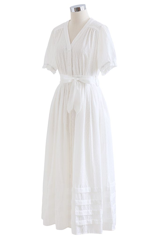 Effortless Grace Button Down White Maxi Dress