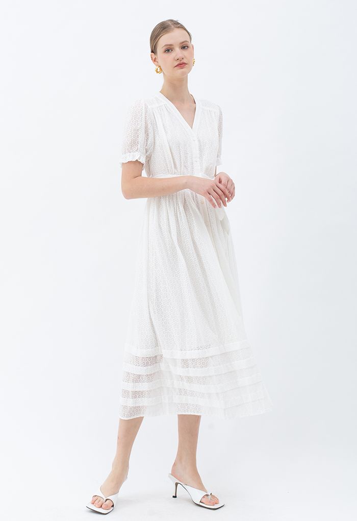 Effortless Grace Button Down White Maxi Dress