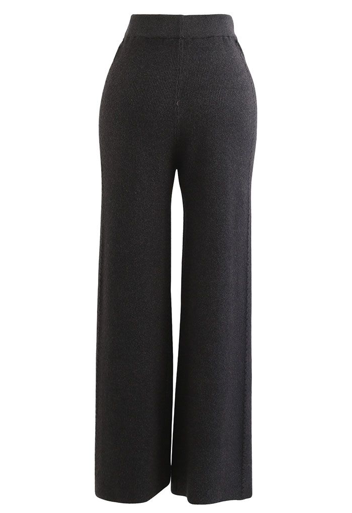 Double Braids Knit Straight Leg Pants in Smoke