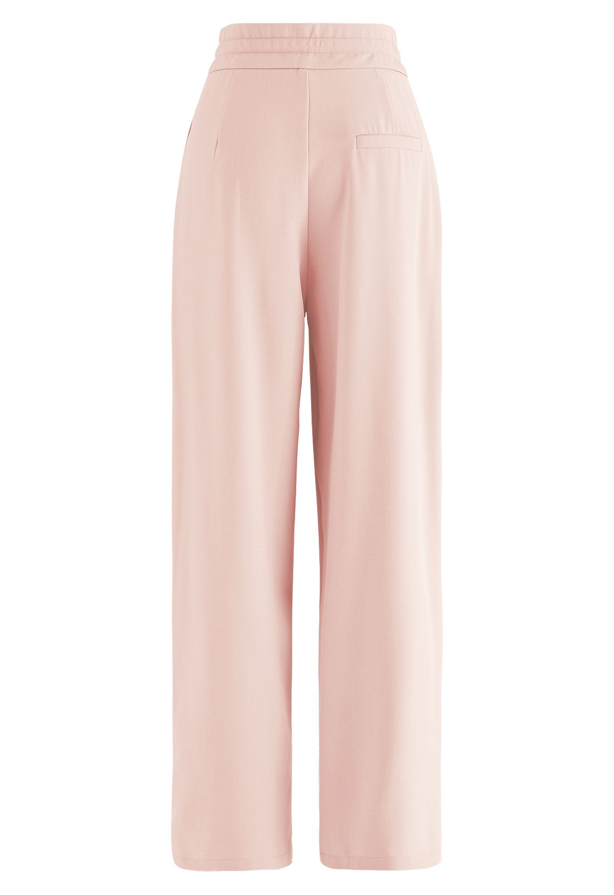 Pleated Detail Drawstring Waist Wide-Leg Pants in Pink