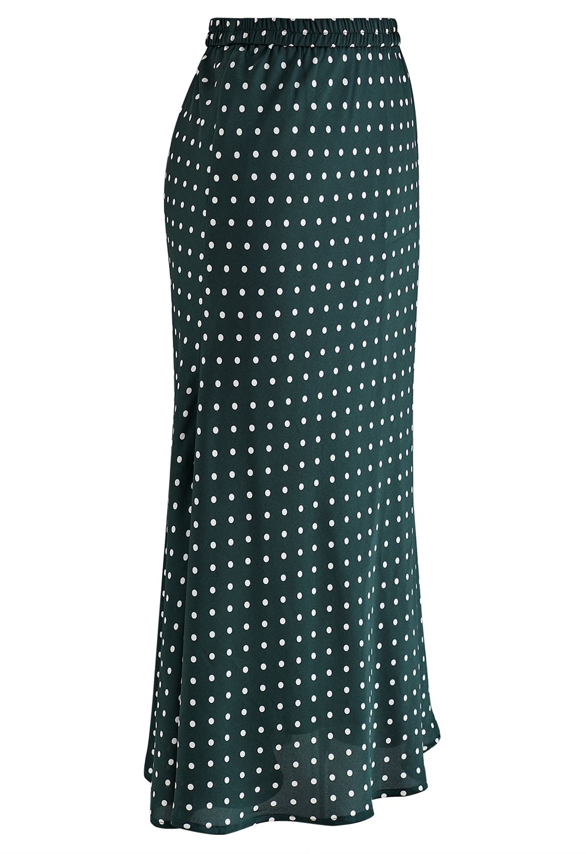 Polka Dots Print Frilling Midi Skirt