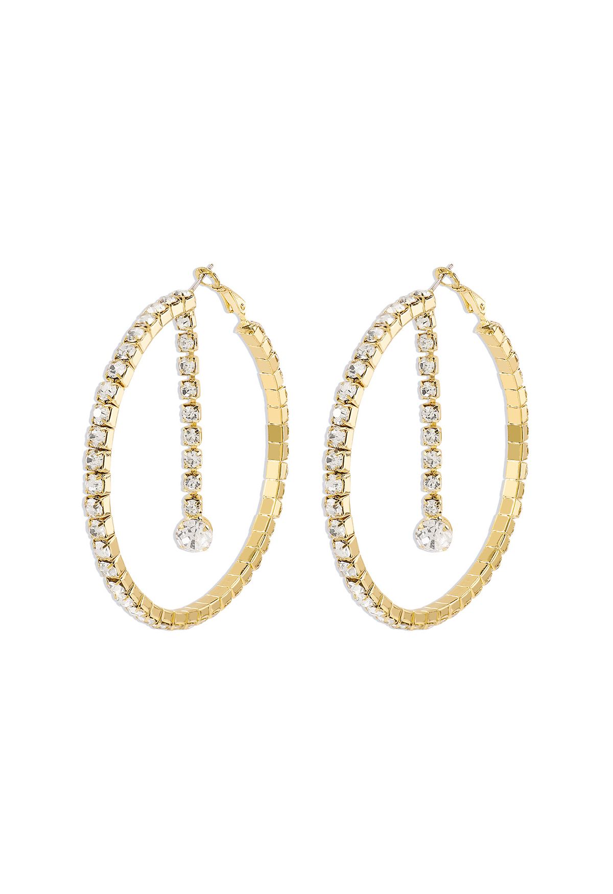 Diamond Trim Circle Hoop Earrings in Gold