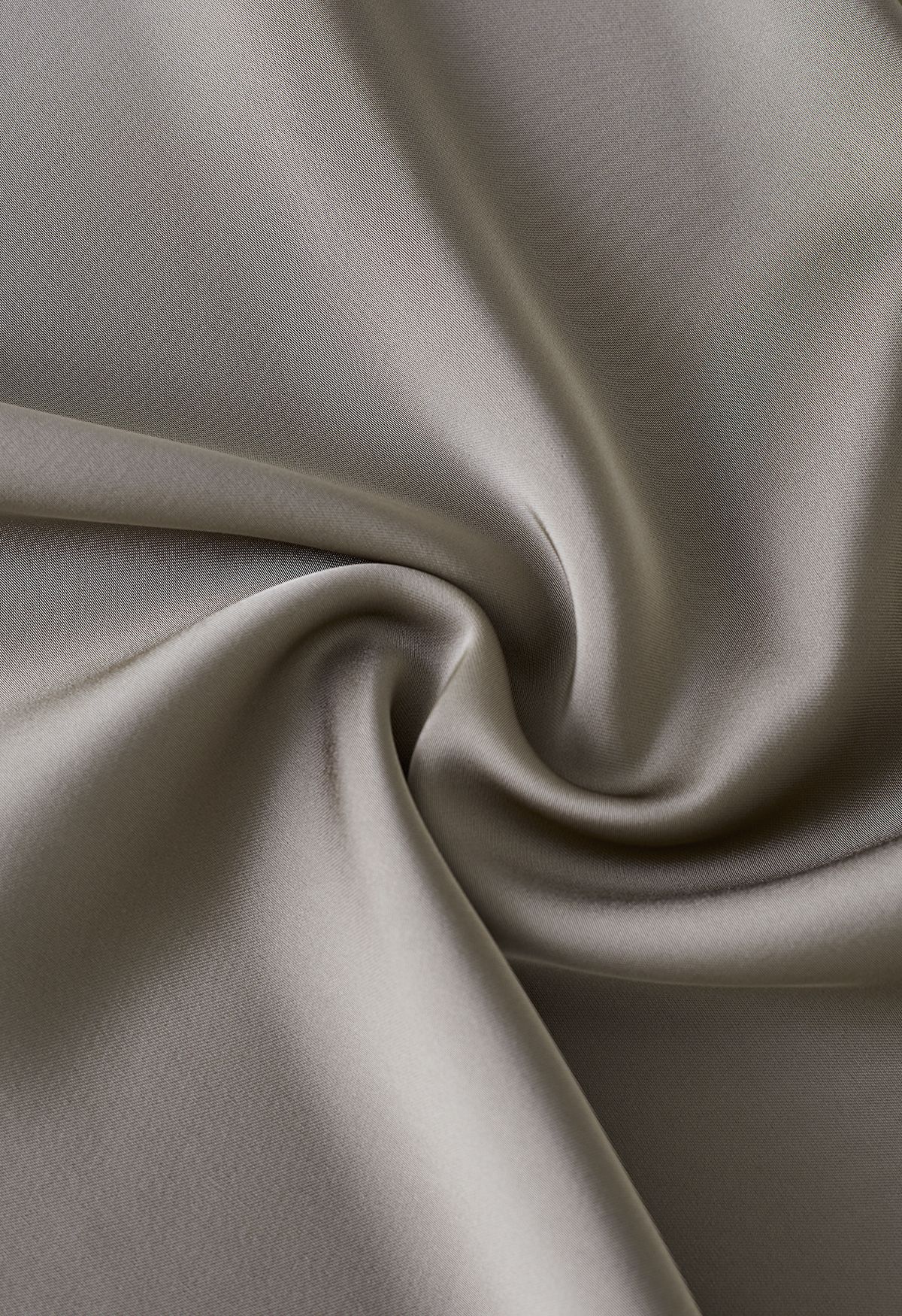 Middle Seam Smooth Satin Drape Maxi Skirt in Taupe