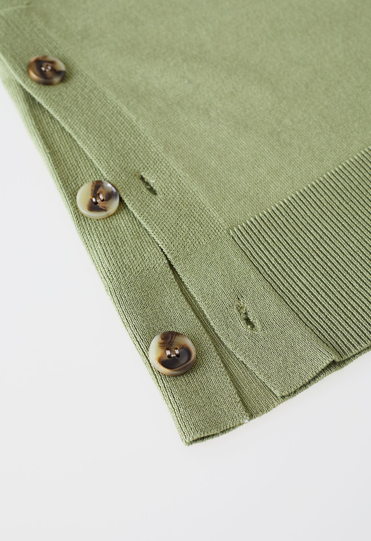 Turtleneck Side Buttons Slouchy Knit Top in Moss Green