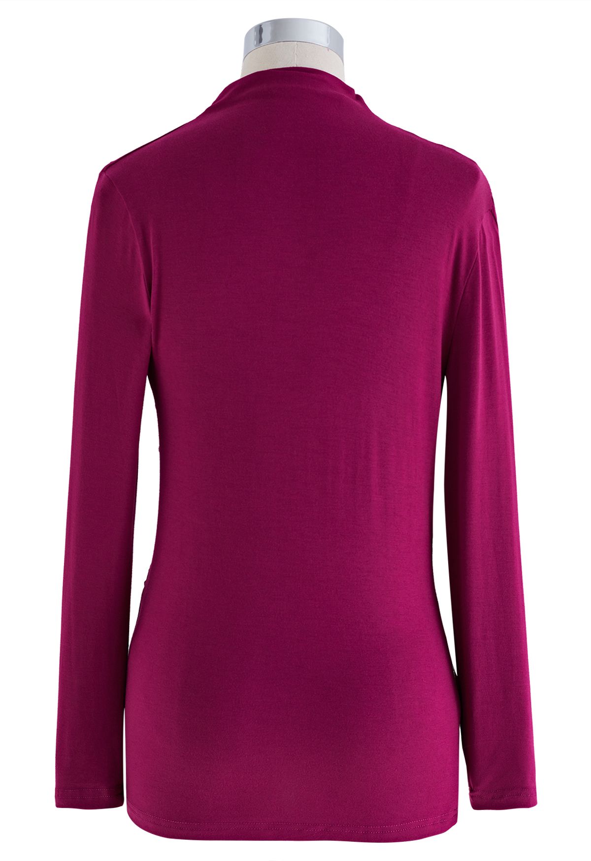 Ruched Long Sleeves Top in Berry