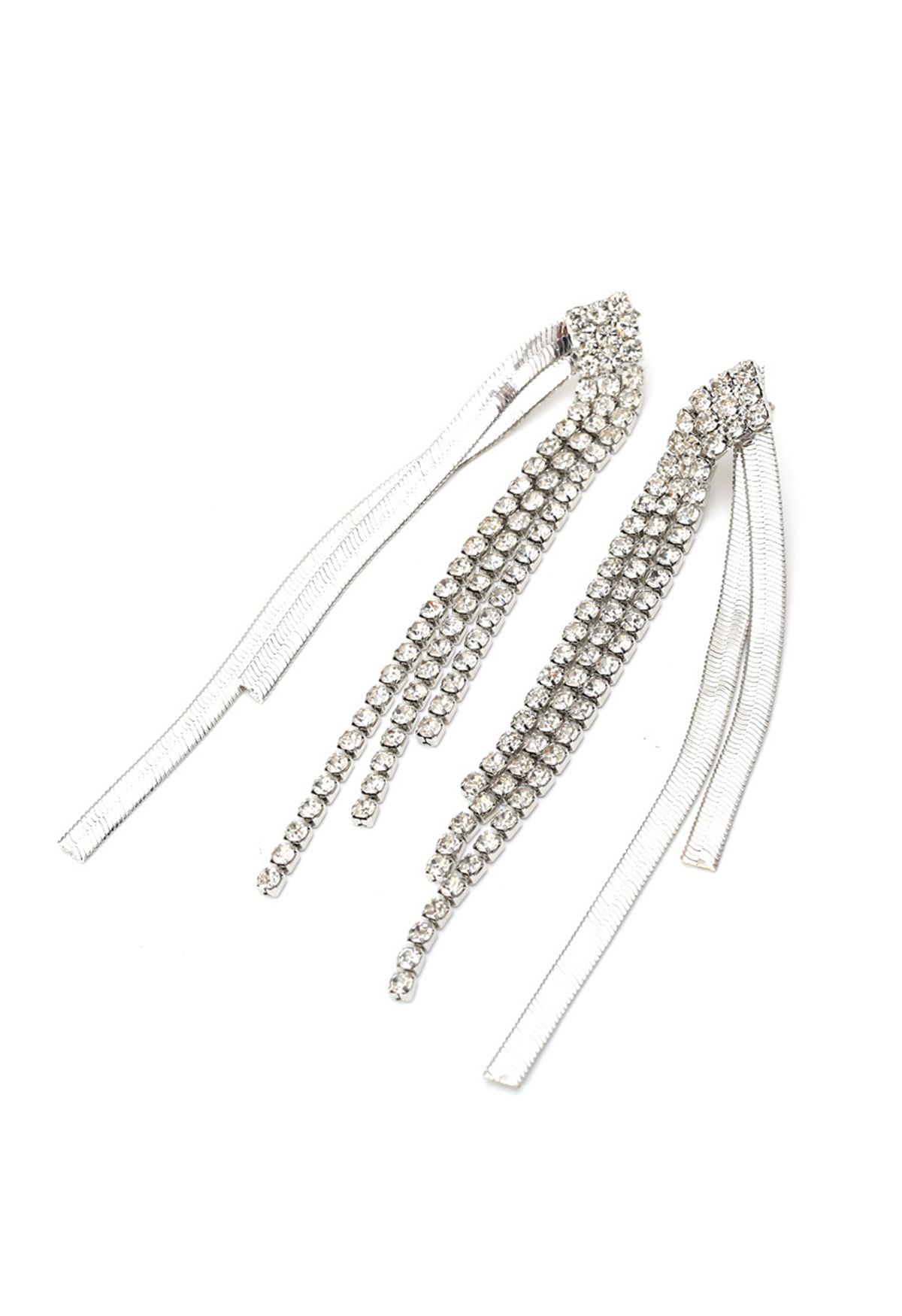 Luxury Diamond Trim Drop Earrings in Silver