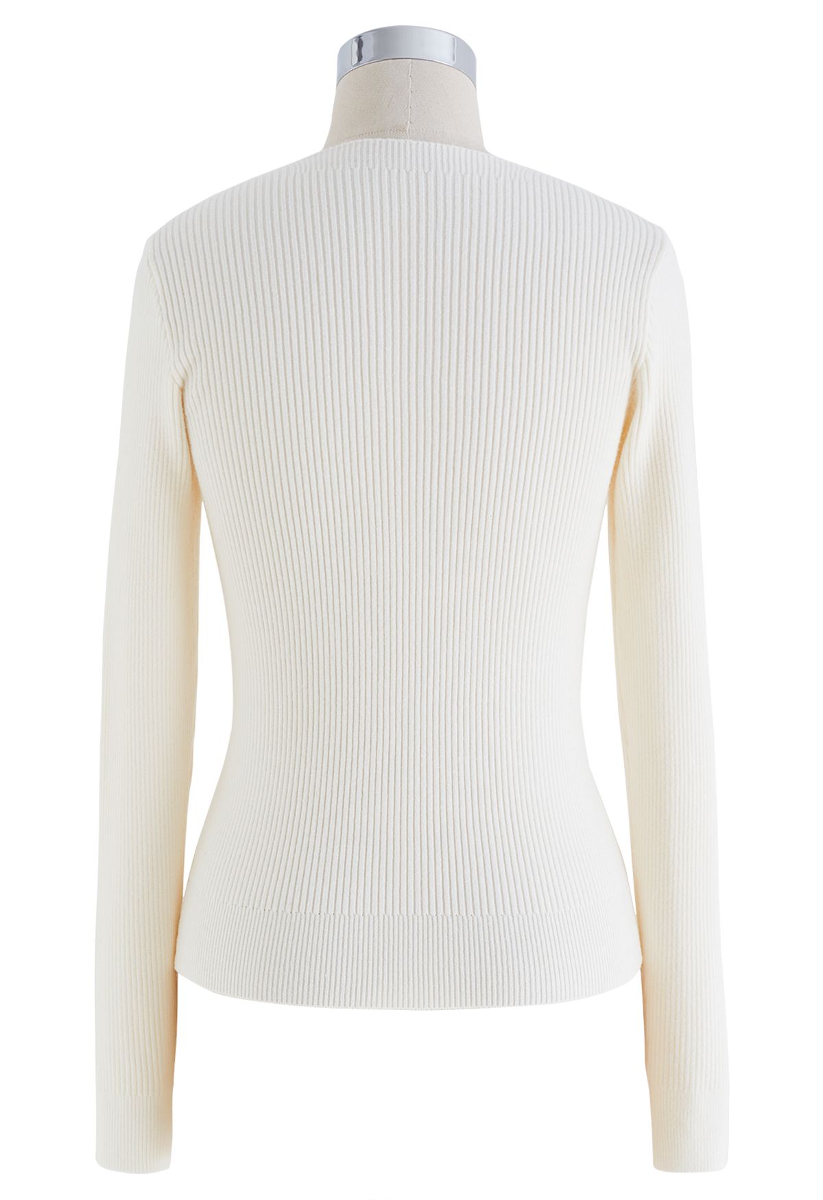 Sweetheart Twist Front Ribbed Knit Top in White