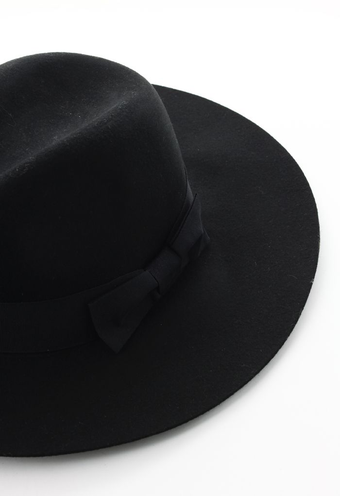 Chicwish Black Bow Floppy Hat